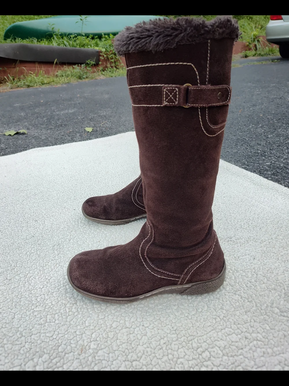 Women's Bjorndal Brown Suede Winter Boots with Faux Fur Trim And Buckle Detail